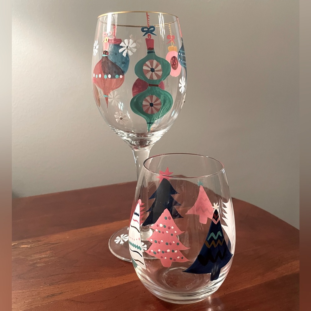 Matching hand painted wine glasses